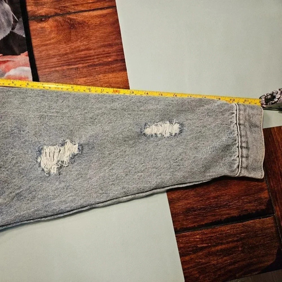 Unique Plus Size Oversized Animal Print Distressed Blue Denim Crop Jacket - NWT - Picture 9 of 14